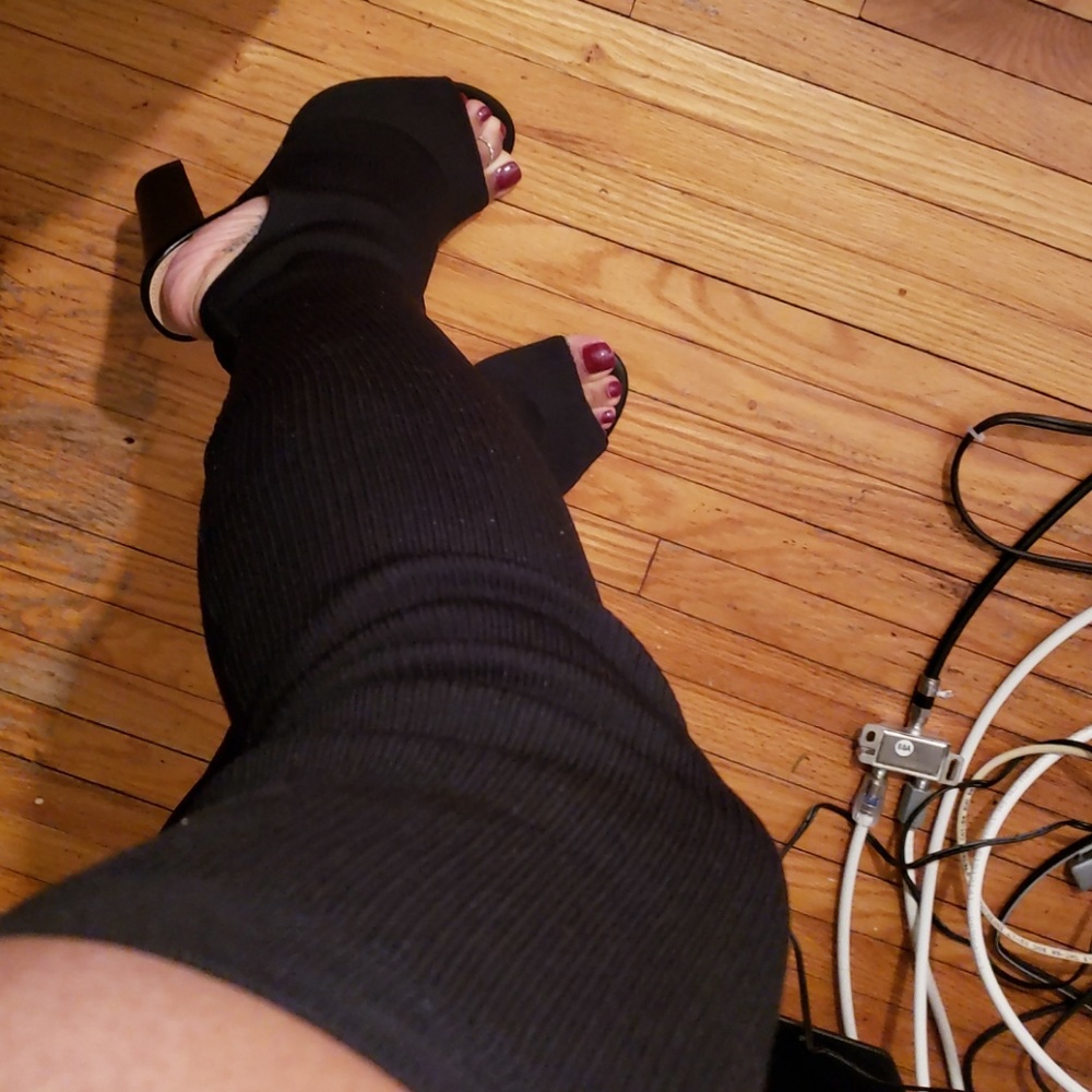 Express Black Thigh High Boots